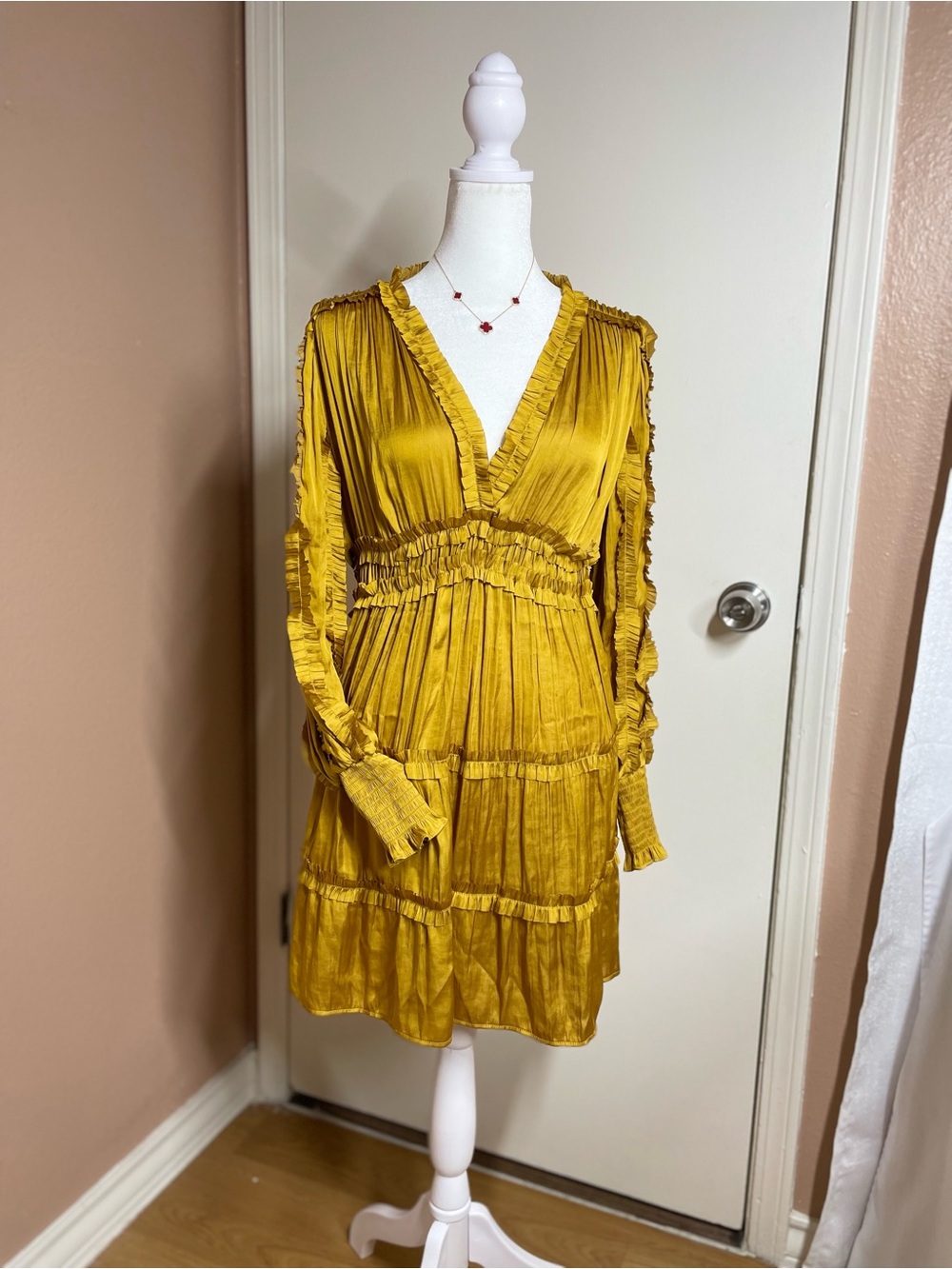 o.p.t Tianna Mini Dress - Mustard Gold - Size M (Like New)